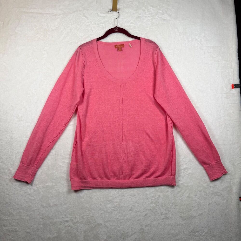 Tommy Bahama Relax 100% Linen Sweater Womens L Pink Scoop Neck Lightweight